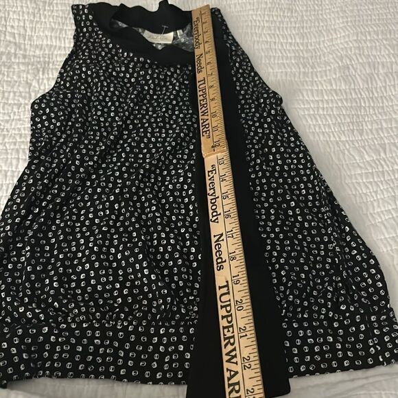 Anthropologie Deletta Black with white dots top with tie size small - Picture 6 of 8